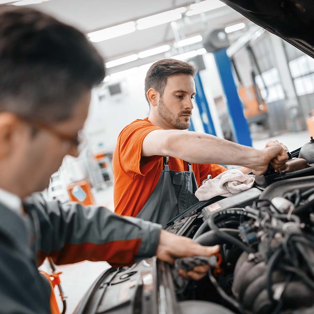 Car mechanic working at a service center