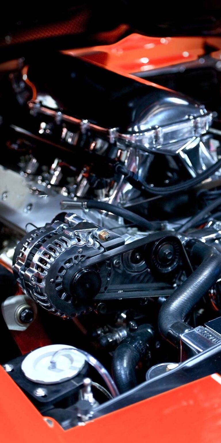 Car engine under the hood